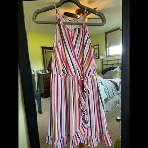 Miami Striped Ruffle Tie Dress